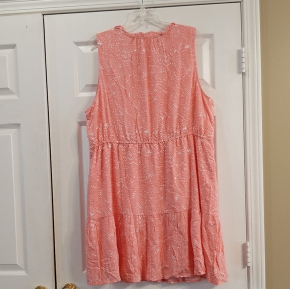 Gap Boho Floral Coral And White Sleeveless Peasant Tiered Dress Size 2X NWT - Picture 3 of 5